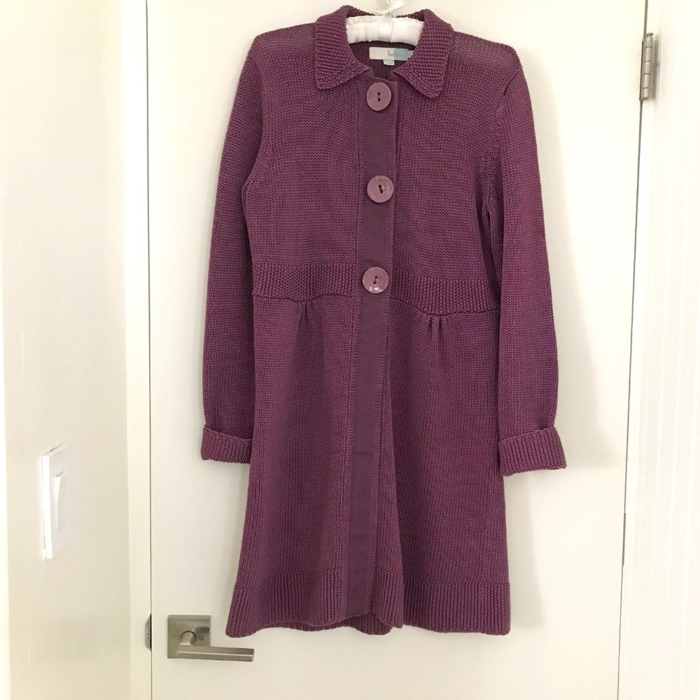 Boden Knee Length Purple/Mauve Cotton Cardigan Lg